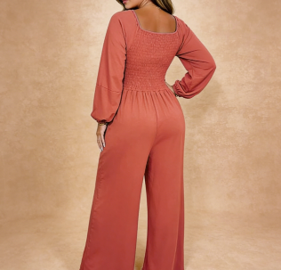 Jumpsuit,Casual Solid Color Jumpsuit, Mauken Jumpsuit with Long Sleeve Wide Leg Jumpsuit for Women
