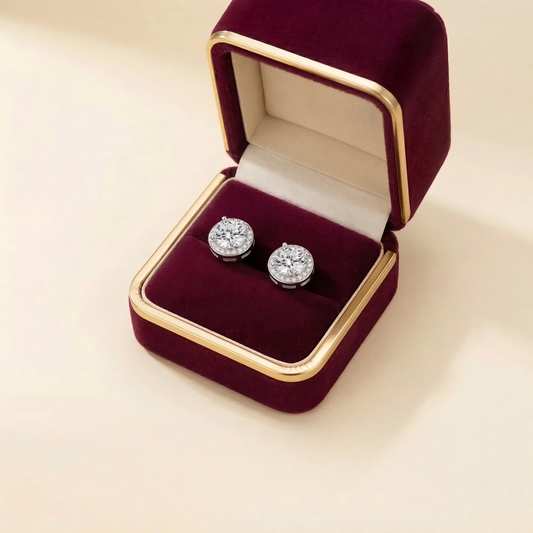 The Timeless dian 5 Cat Moissani Sparkling Round Diamond Stud Magnetic Earrings