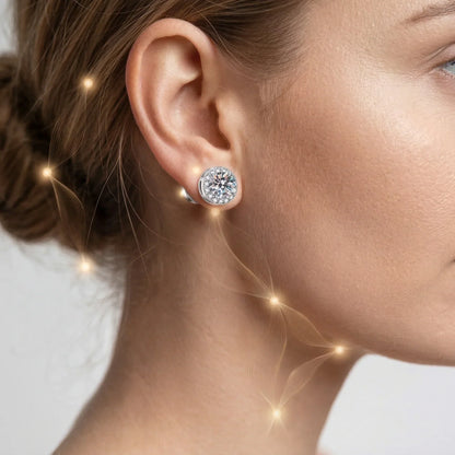 The Timeless dian 5 Cat Moissani Sparkling Round Diamond Stud Magnetic Earrings