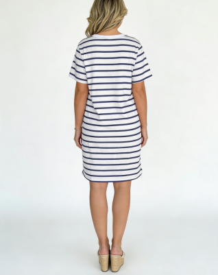 French Casual Striped T-shirt Dress for Women Summer Loose Slimming Lazy Straight Dress