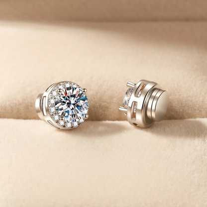 The Timeless dian 5 Cat Moissani Sparkling Round Diamond Stud Magnetic Earrings