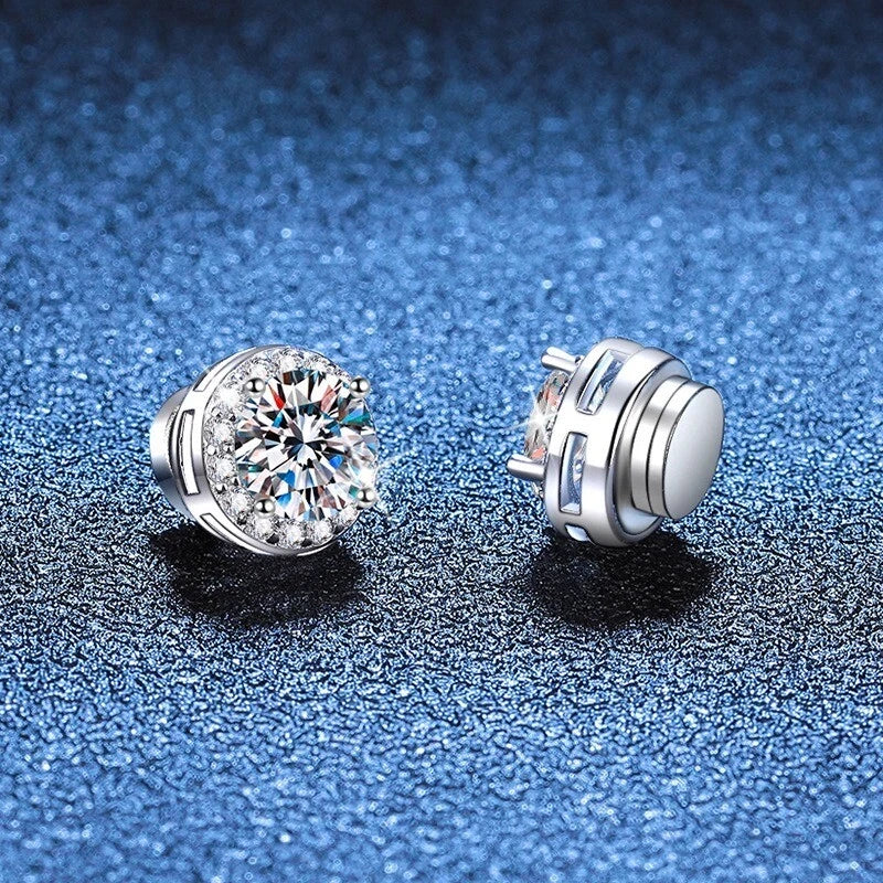 The Timeless dian 5 Cat Moissani Sparkling Round Diamond Stud Magnetic Earrings