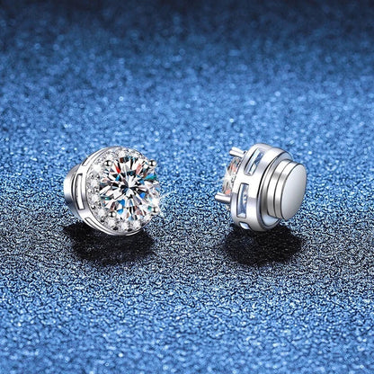 The Timeless dian 5 Cat Moissani Sparkling Round Diamond Stud Magnetic Earrings